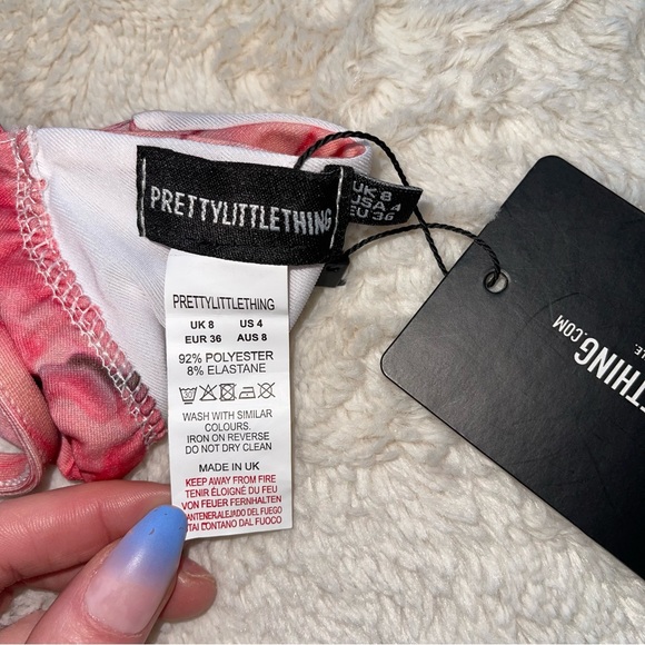 โผ๏ธ NWT ๐Hot PLT Pink Print Bikini Top ๐ plt bikini vacation PRETTY LITTLE THIN - Picture 7 of 7
